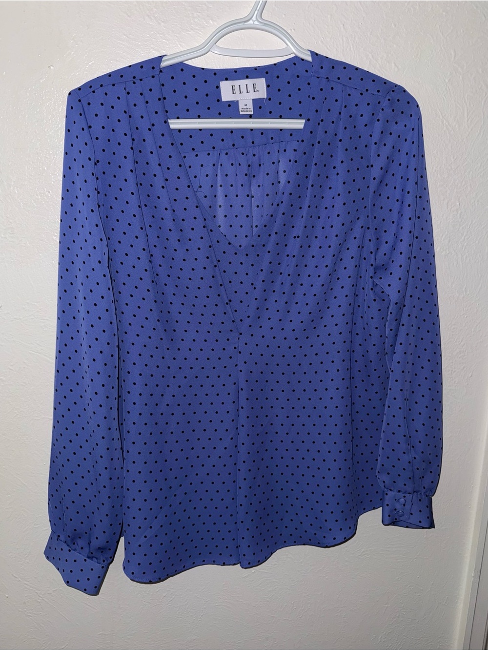 Elle Blue Polka Dot V-Neck Blouse
